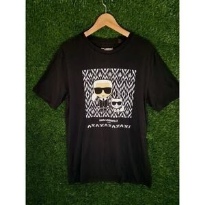 Karl Lagerfeld Paris Men's Black Graphic T-Shirt Size M Medium Made in Peru